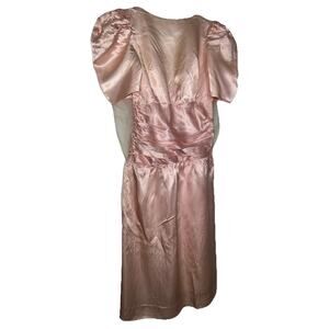 Vintage 1980s Prom Dress Petite Size 10 Pink Peach Party Dress Halloween Bow